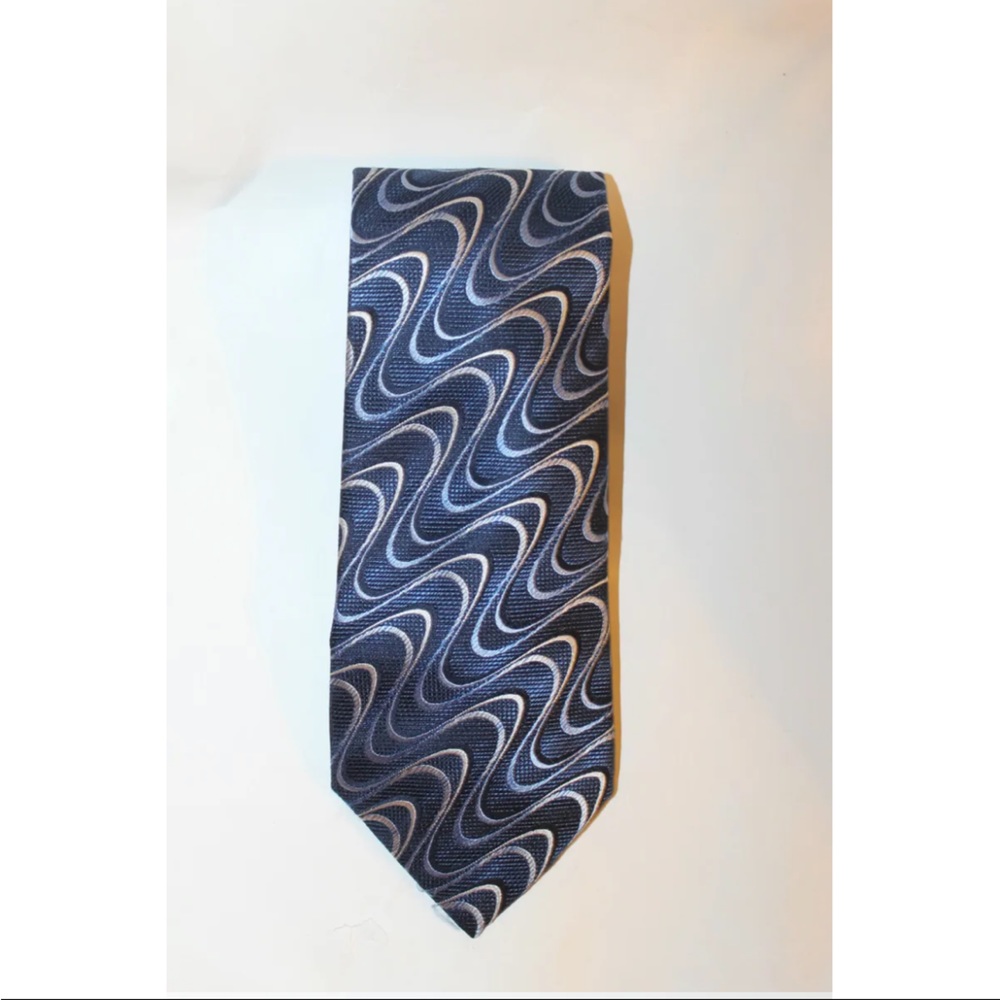 Pierre Cardin Men Neck Tie Wavy Asymmetrical 100% Silk Classic Wide